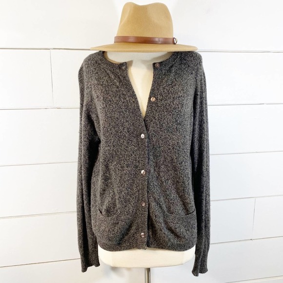 Sweaters - El Daws 100% Cashmere Brown Button-Up LS Cardigan